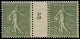 ** FRANCE - Poste - 198, Paire Millésime "5": 50c. Semeuse Lignée Olive - Unused Stamps