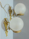 - BELLE PAIRE De LAMPES APPLIQUES BRONZE Et GLOBES Verre Givré Déco XXe    E - Luminaires & Lustres