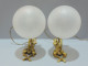 Delcampe - - BELLE PAIRE De LAMPES APPLIQUES BRONZE Et GLOBES Verre Givré Déco XXe    E - Luminaires & Lustres