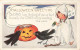 370295-Halloween, Whitney No WNY24-1, Girl In Ghost Costume Pouring Salt On Crow - Halloween