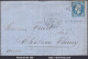 FRANCE N°22 SUR LETTRE AVEC ETOILE DE PARIS 17 + CAD R. DU PONT NEUF DU 15/09/1867 - 1862 Napoléon III