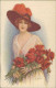 H. FISHER SIGNED 1910s POSTCARDS ( 6 )  - WOMAN & FLOWERS - SERIES 326 (4961) - Fisher, Harrison