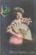 FÊTES & VŒUX - Bonne Année - Femme Avec Un éventail - Colorisé - Carte Postale Ancienne - Nieuwjaar