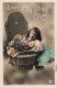 FÊTES & VŒUX - Bonne Et Heureuse Année - Petite Fille Et Des Fleurs - Colorisé - Carte Postale Ancienne - Autres & Non Classés