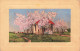 ARTS - Tableau - Une Maison Sur La Colline- Cerisiers En Fleurs - Carte Postale Ancienne - Pintura & Cuadros