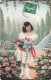 PEINTURES & TABLEAUX - Petite Fille Tenant Un Bouquet De Fleurs - Colorisé - Carte Postale Ancienne - Pintura & Cuadros