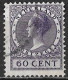 Verticale Kras In Het Midden Van 1924-1926 Cijfer / Koningin Wilhelmina Veth 60 Ct Violet Zonder WM NVPH 162 - Abarten Und Kuriositäten