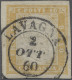 O Italian States - Sardinia: 1860, Mi.Nos. 14a, 14b, "80 Centesimi", Two Used Item - Sardinië