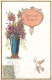 FÊTES - VŒUX - Offert Par Le Cœur - Vase Et Fleurs - Colombe Portant Une Lettre - Colorisé - Carte Postale Ancienne - Andere & Zonder Classificatie