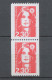 Type Marianne Du Bicentenaire Paire Verticale N°2628 + 2628a N° Rge Au Dos Y2628aA - Unused Stamps