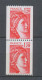 Type Sabine Paire Verticale N°1981B + N°1981Ba N° Rouge Au Verso Y1981BaA - Unused Stamps