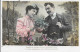 SERIE 4 CARTES FANTAISIE ANNEE 1900 -  COUPLE     A  LEGENDE  :  POEME LANGUAGE DES FLEURS  -  CIRCULEE - Collections & Lots