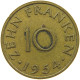 GERMANY 10 FRANKEN 1954 SAARLAND #c013 0185 - 10 Franchi