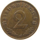 GERMANY 2 PFENNIG 1938 J #a066 0655 - 2 Reichspfennig