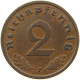 GERMANY 2 PFENNIG 1937 F #c083 0117 - 2 Reichspfennig