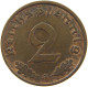 GERMANY 2 PFENNIG 1937 A TOP #a013 0091 - 2 Reichspfennig