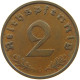 GERMANY 2 PFENNIG 1937 D #a043 0671 - 2 Reichspfennig