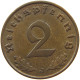 GERMANY 2 PFENNIG 1939 J #a043 0699 - 2 Reichspfennig