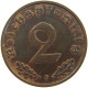 GERMANY 2 PFENNIG 1939 F TOP #a066 0661 - 2 Reichspfennig