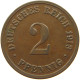 GERMANY EMPIRE 2 PFENNIG 1913 D #s068 0393 - 2 Pfennig