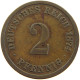 GERMANY EMPIRE 2 PFENNIG 1874 A #a066 0691 - 2 Pfennig