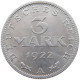 GERMANY WEIMAR 3 MARK 1922 A TOP #a070 0545 - 3 Mark & 3 Reichsmark