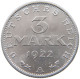 GERMANY WEIMAR 3 MARK 1922 A TOP #a036 0417 - 3 Mark & 3 Reichsmark