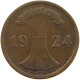 GERMANY WEIMAR 2 PFENNIG 1924 G #a066 0665 - 2 Rentenpfennig & 2 Reichspfennig
