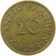 GERMANY WEST 20 FRANKEN 1954 SAARLAND #a093 0815 - 20 Franken