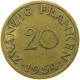 GERMANY WEST 20 FRANKEN 1954 SAARLAND #a074 0149 - 20 Franken