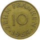 GERMANY WEST 10 FRANKEN 1954 SAARLAND #s071 0199 - 10 Franchi