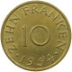 GERMANY WEST 10 FRANKEN 1954 SAARLAND #s071 0191 - 10 Franken