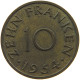 GERMANY WEST 10 FRANKEN 1954 SAARLAND #a080 0771 - 10 Franchi