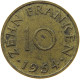 GERMANY WEST 10 FRANKEN 1954 SAARLAND #s071 0201 - 10 Franken