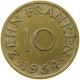 GERMANY WEST 10 FRANKEN 1954 SAARLAND #a064 0671 - 10 Franken