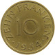 GERMANY WEST 10 FRANKEN 1954 SAARLAND #a056 0505 - 10 Francos