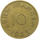 GERMANY WEST 10 FRANKEN 1954 SAARLAND #a056 0503 - 10 Francos