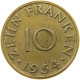 GERMANY WEST 10 FRANKEN 1954 SAARLAND #a021 0149 - 10 Franken