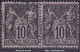 TIMBRE FRANCE SAGE N/B 10c NOIR N° 103 EN PAIRE OBLITERATION TRES LEGERE - 1898-1900 Sage (Type III)