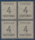 FRANCE Alsace Lorraine N°3a*/** 4c Gris Violet Bloc De 4 Tres Frais SUPERBE & RR - Unused Stamps