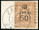 1897, Type Sage, Y&T N°35d (surcharge V) O, Sur Fragment, - Autres & Non Classés