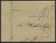 HAMBURG - GRENZÜBERGANGSSTEMPEL 1842, T 12 AUG, In Rot Auf Brief Von Leipzig (Sonderform) Nach London, Rückseitiger Durc - [Voorlopers