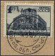 UKRAINE 12Y BrfStk, 1942, 3 Rbl. Auf 1 Rbl. Dunkelblau, Wz. Mäandermuster, Auf Briefstück (Marke Zur Kontrolle Gelöst Un - Bezetting 1938-45