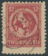 THÜRINGEN 97AXar O, 1945, 12 Pf. Karminrot, Vollgummierung, Hellchromgelbes Papier, Dicke Gummierung, Feinst (kleiner Za - Sonstige & Ohne Zuordnung