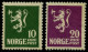 NORWEGEN 105/6 , 1922/3, 10 Und 20 Ø Wappenlöwe, 2 Prachtwerte, Mi. 140.- - Oblitérés