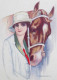 Cpa Illustrateur NANNI Femme Chapeau Cheval - Nanni