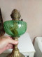 Delcampe - Lampe A Pétrole XIXème Bronze Et Verre Ancienne Hauteur 32 Cm Diamètre 14 Cm - Leuchten & Kronleuchter