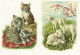 DECALQUES, TRANFERS, DECALCOMANIE Cadox Avec Motif: CHATTE Avec Ses Chatons. MOUTONS, N° 7331 - Sonstige & Ohne Zuordnung