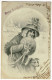 Carte Illustrée R. R. Wichera "Bons Souhaits" Belle Femme Dehors Par Un Grand Froid, Manchon Fourré, Chien - Circ 1903 - Wichera