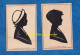 2 Cartes Anciennes - PARIS Expo De 1937 - Portrait De Frère & Soeur - Silhouette Silhouettiste P. Karolyi - Exposition - Silhouettes